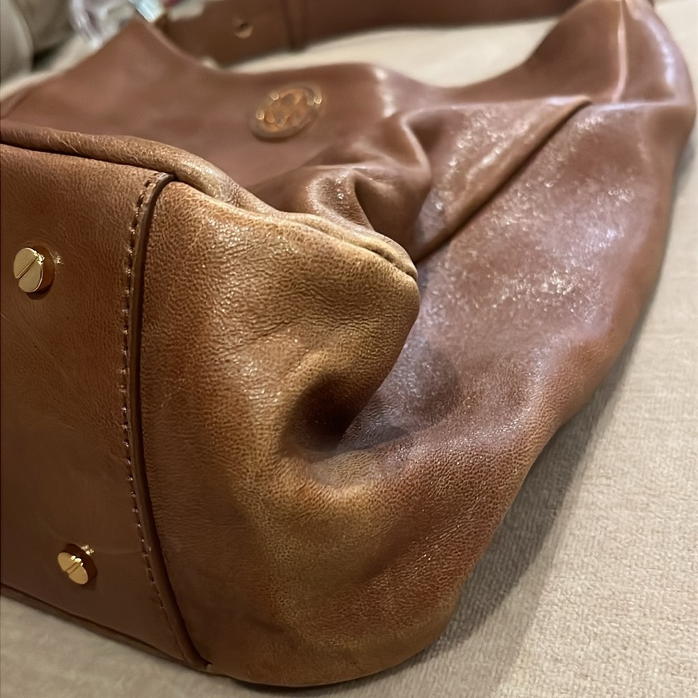 Tory Burch Cognac Brown Leather Hobo Handbag Shoulder Bag Classic Vintage - Picture 15 of 16